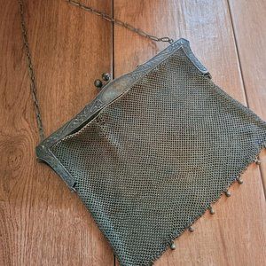 Antique Art Nouveau Mesh Purse Chain Mail Metal Deco German Silver Nickel